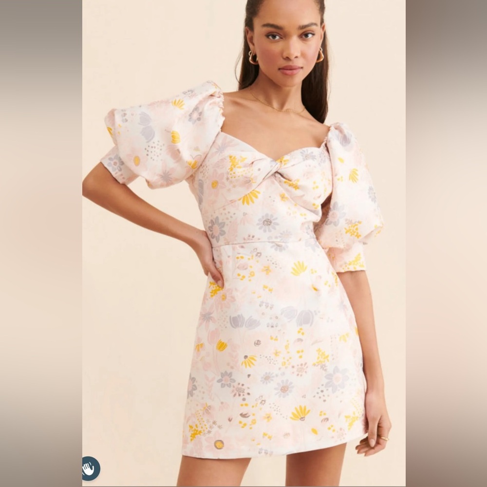 Free People Pink and Yellow Floral Mini Dress